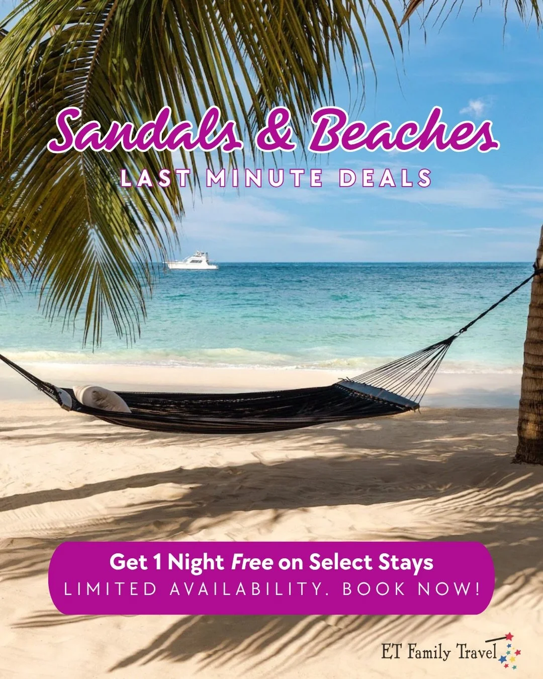 Your next all-inclusive vacation comes with ONE NIGHT FREE! 🌴☀️

Whether you&rsquo;re dreaming of a family-friendly getaway at Beaches Resorts or an adults-only escape at Sandals Resorts, these last-minute deals are too good to pass up!

Swipe throu
