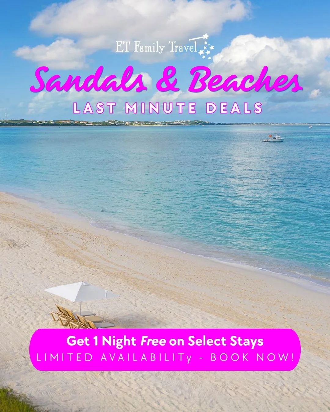 🌴 LAST-MINUTE PARADISE + ONE NIGHT FREE?! ☀️🍹

Your spontaneous Caribbean escape just got even sweeter! 😍

🏝️ Beaches Resorts: All-inclusive family fun!
💕 Sandals Resorts: Adults-only, all-inclusive romance!

✨ Swipe to see our sample pricing an