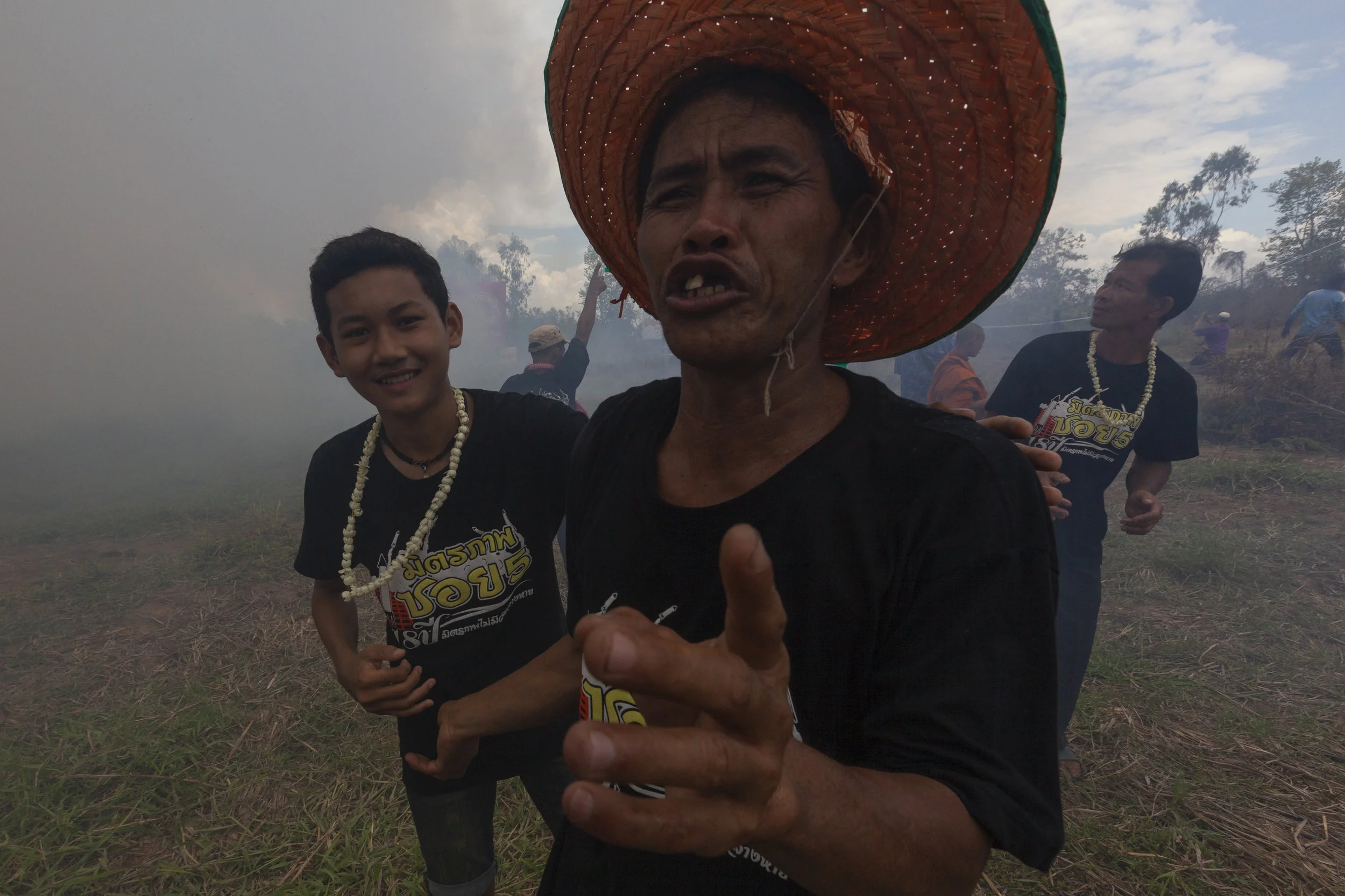 A man celebrates after the launch of a large sen class rocket - May 14, 2017.