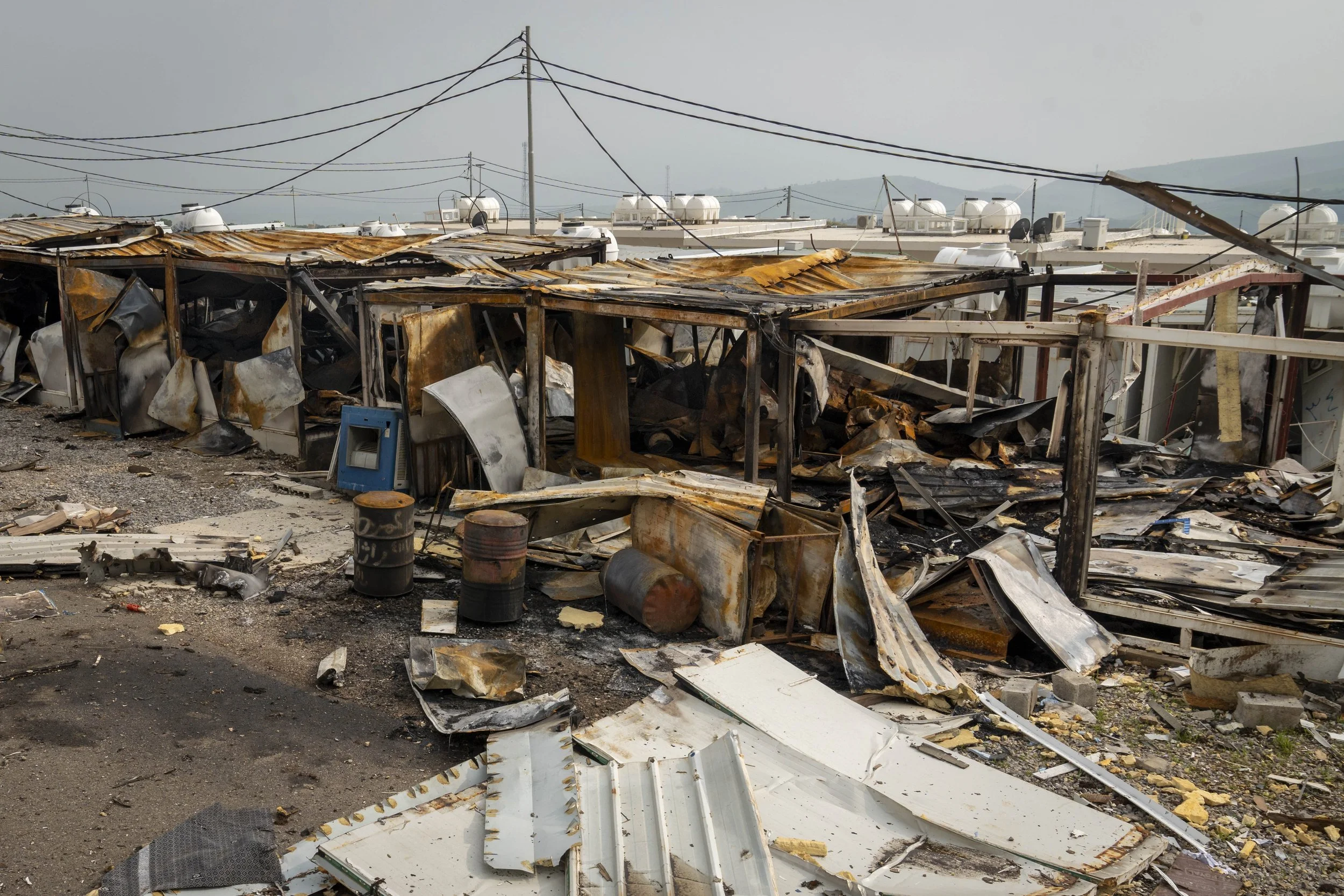  A destroyed section of the Surdash Komala camp which was obliterated by the April 14 Iranian shahed drone attack. 