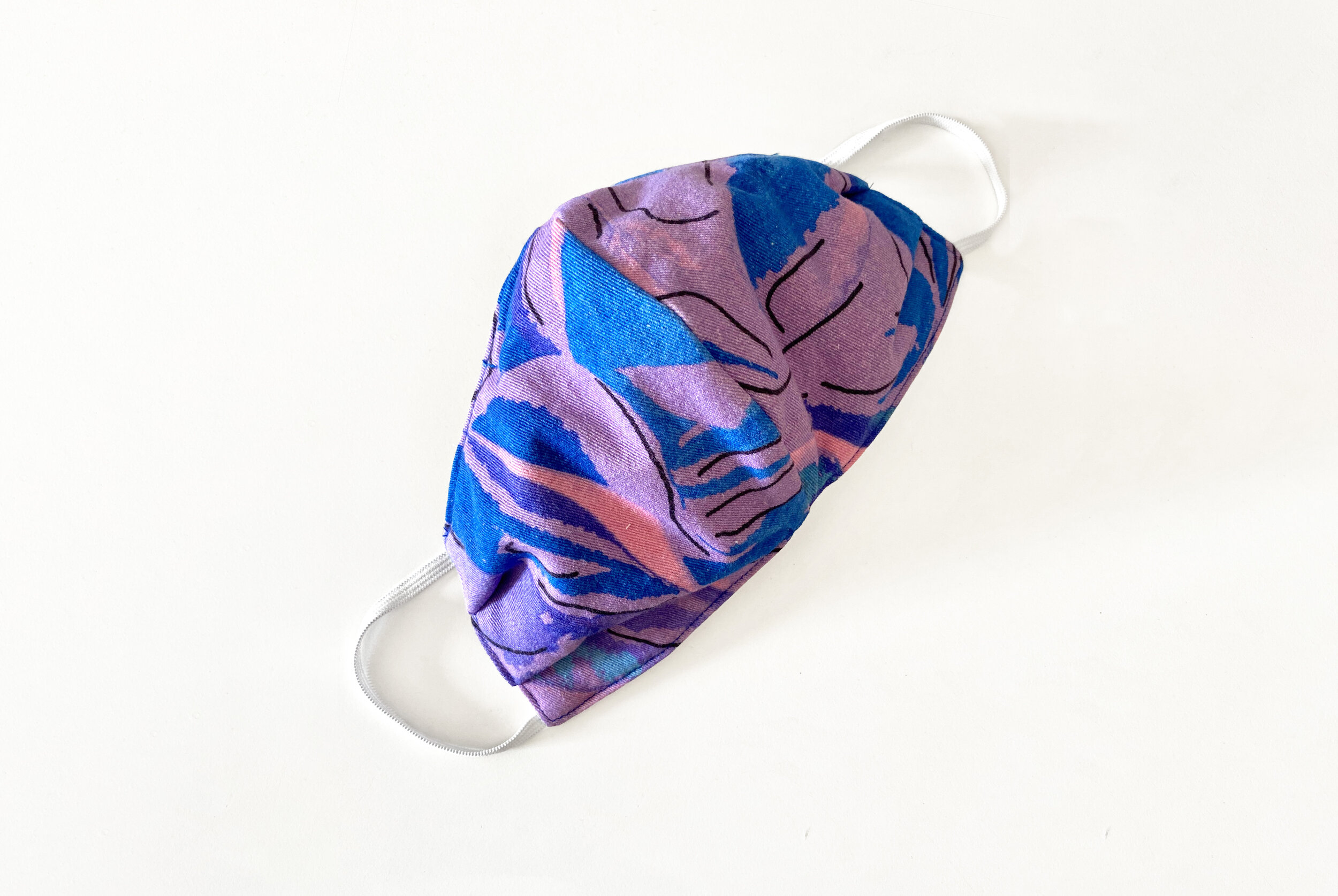 Organic Cotton Face Mask - French Roses in Purple & French Blue_2.jpg