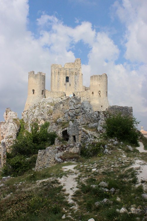 The Ruins of an old Medieval Castle, Rocca Calascio in the Apennine Mountains in Abruzzo Italy
