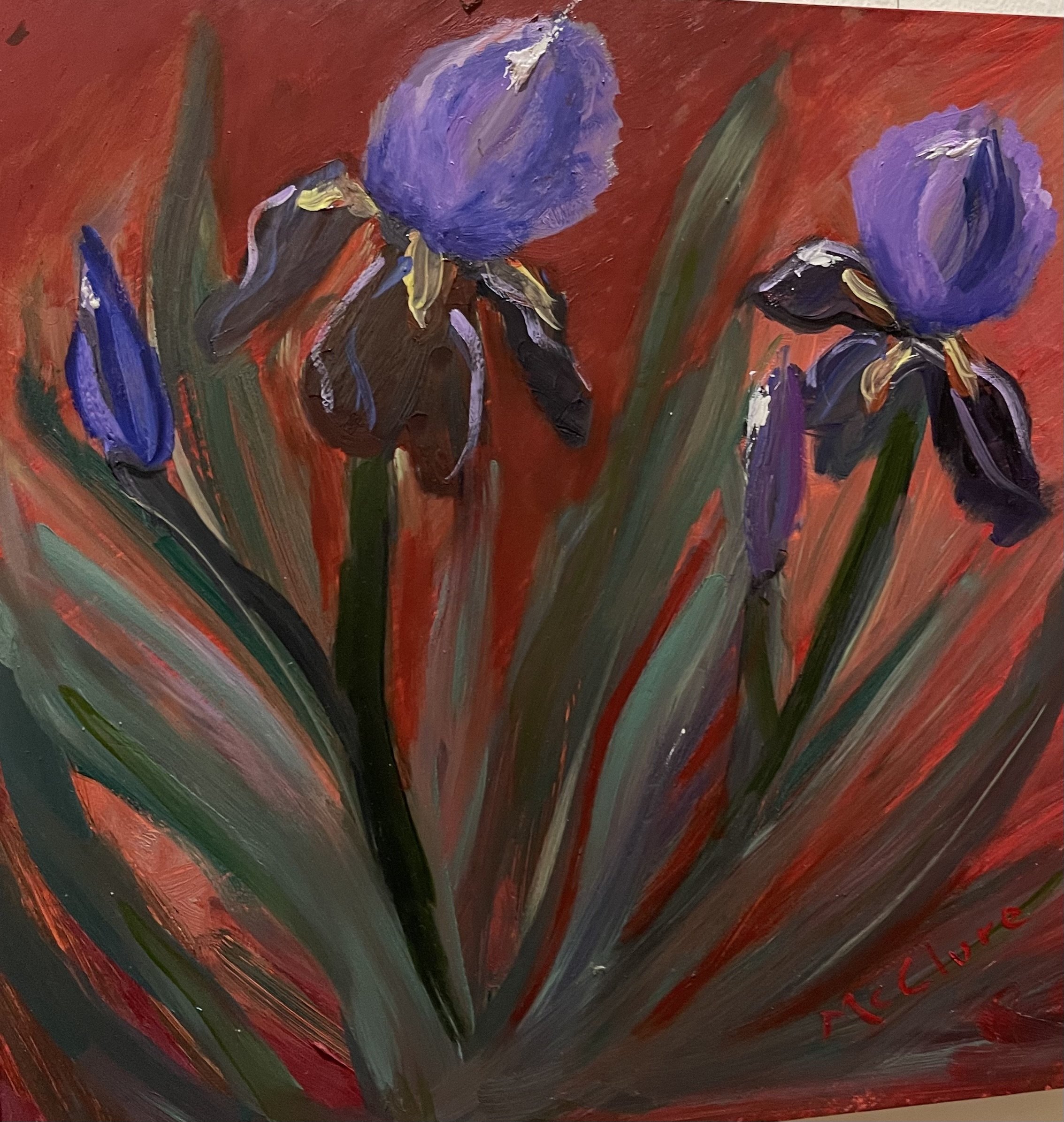 Deb McClure - "Dark Iris", oil on canvas 