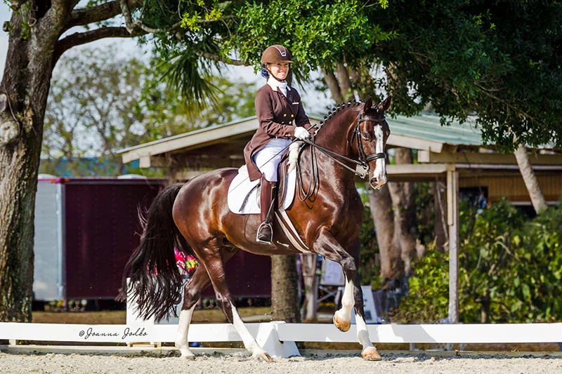 Rowan O’Riley competing Sini Santos at Grand Prix, White Fences, April of 2018