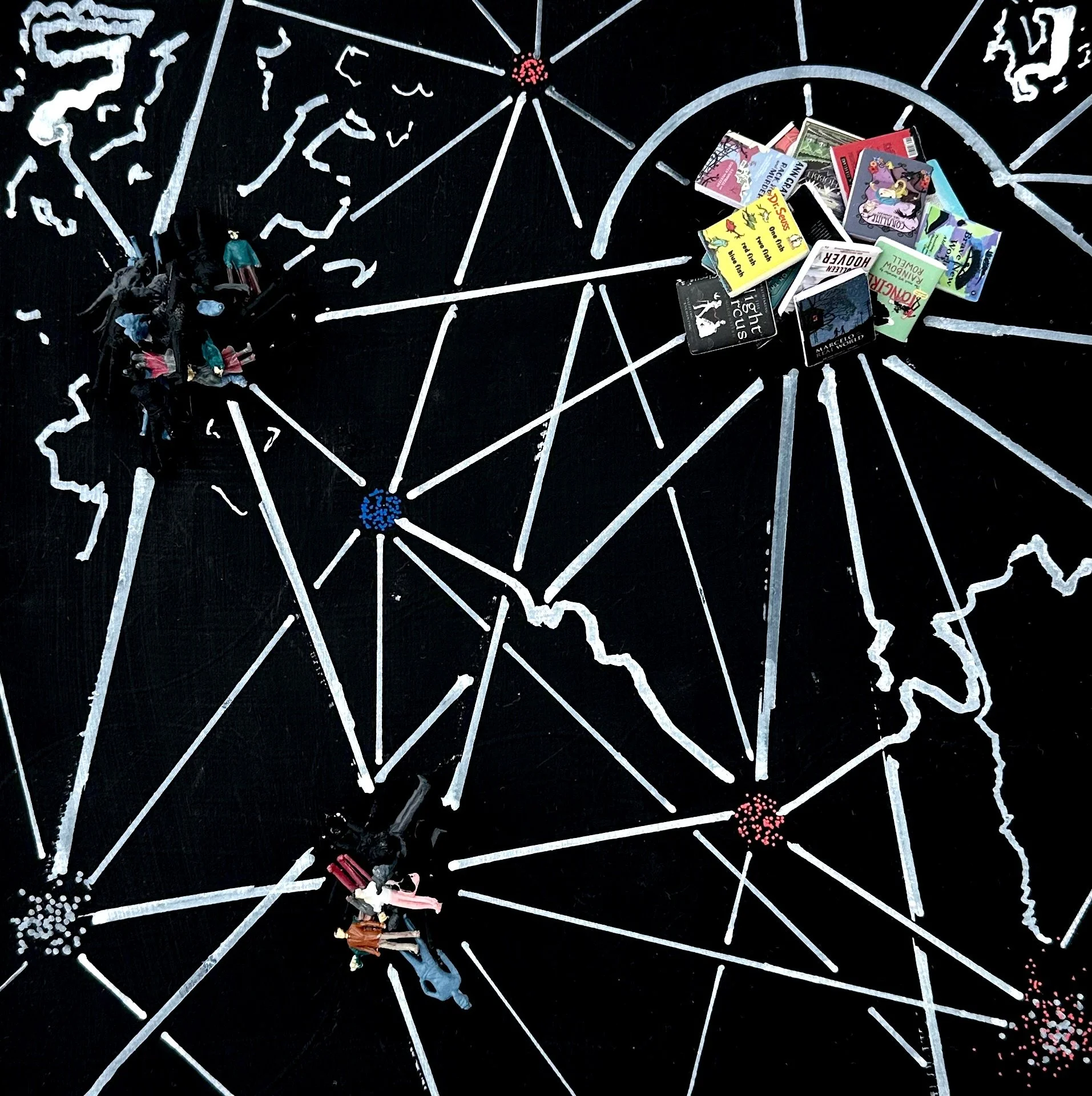  perceptron four, 2026  10” x 10”  mixed media on wood 