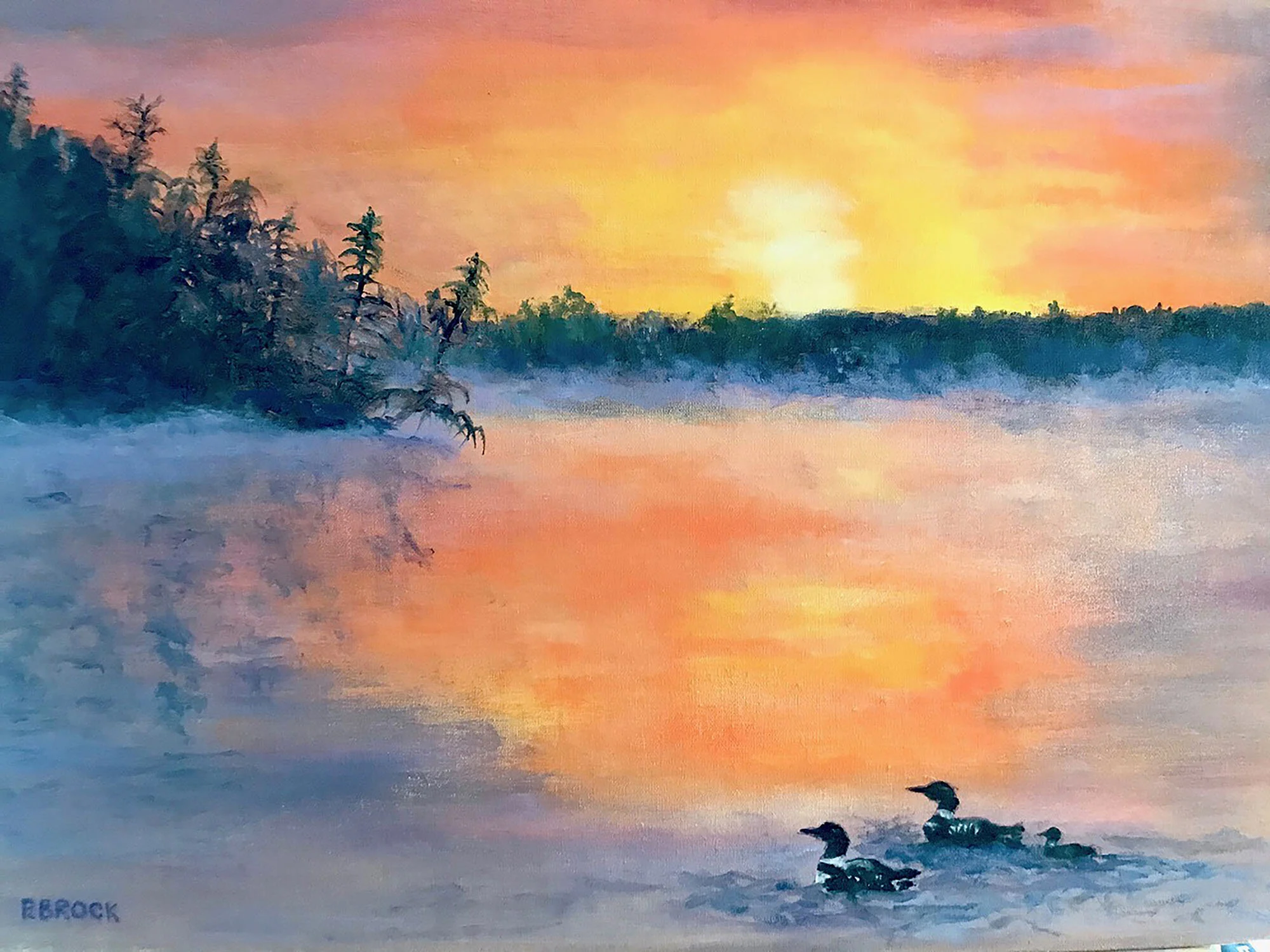 Loons on Skatutakee, Paul Brock