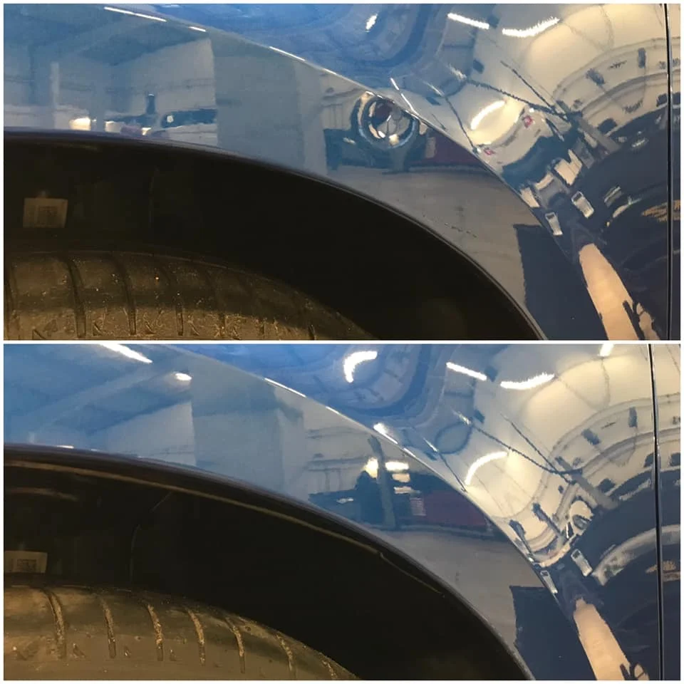 Small dent on wheel arch repaired to perfection