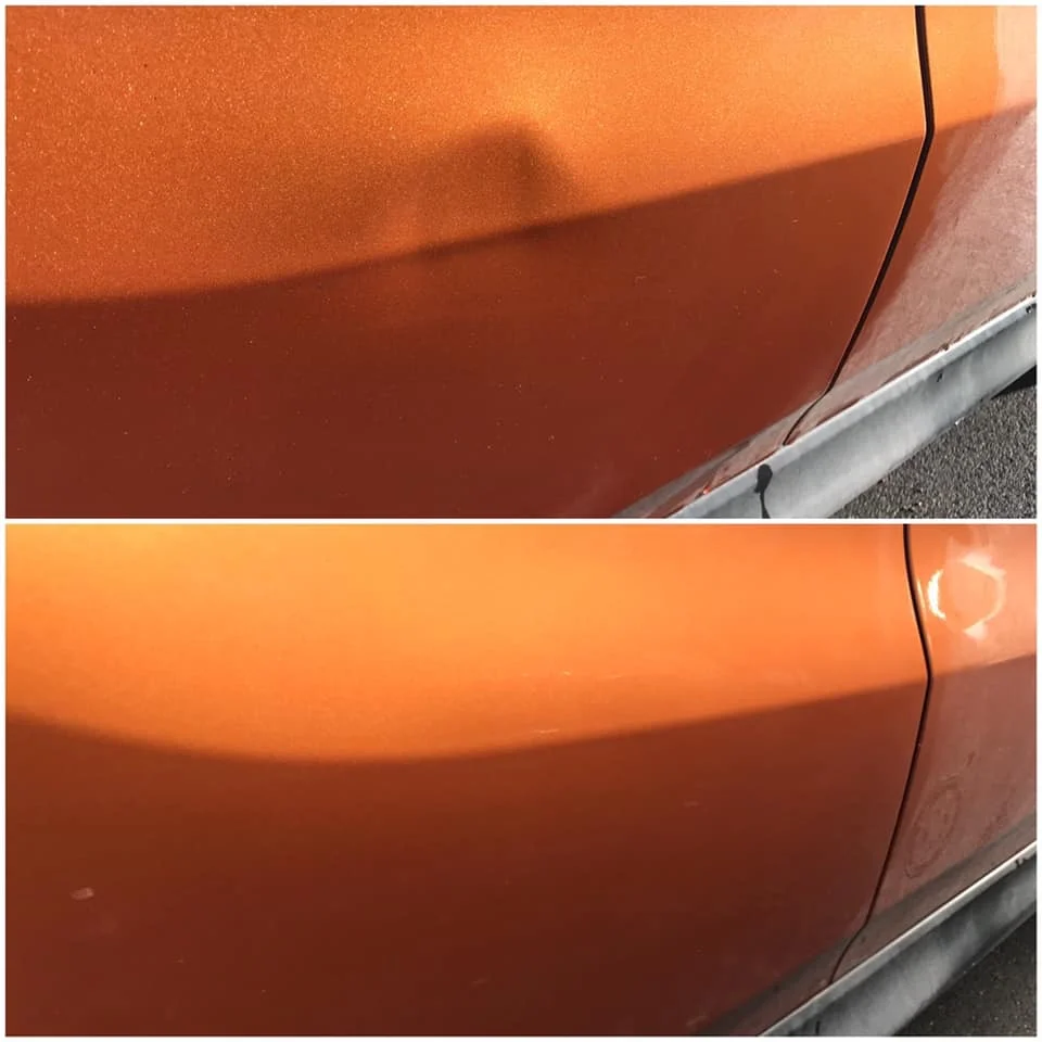 Car repair on bodyline of vehicle