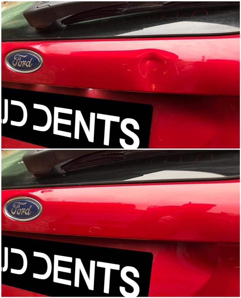 Boot dent on Ford focus repaired with no filler needed