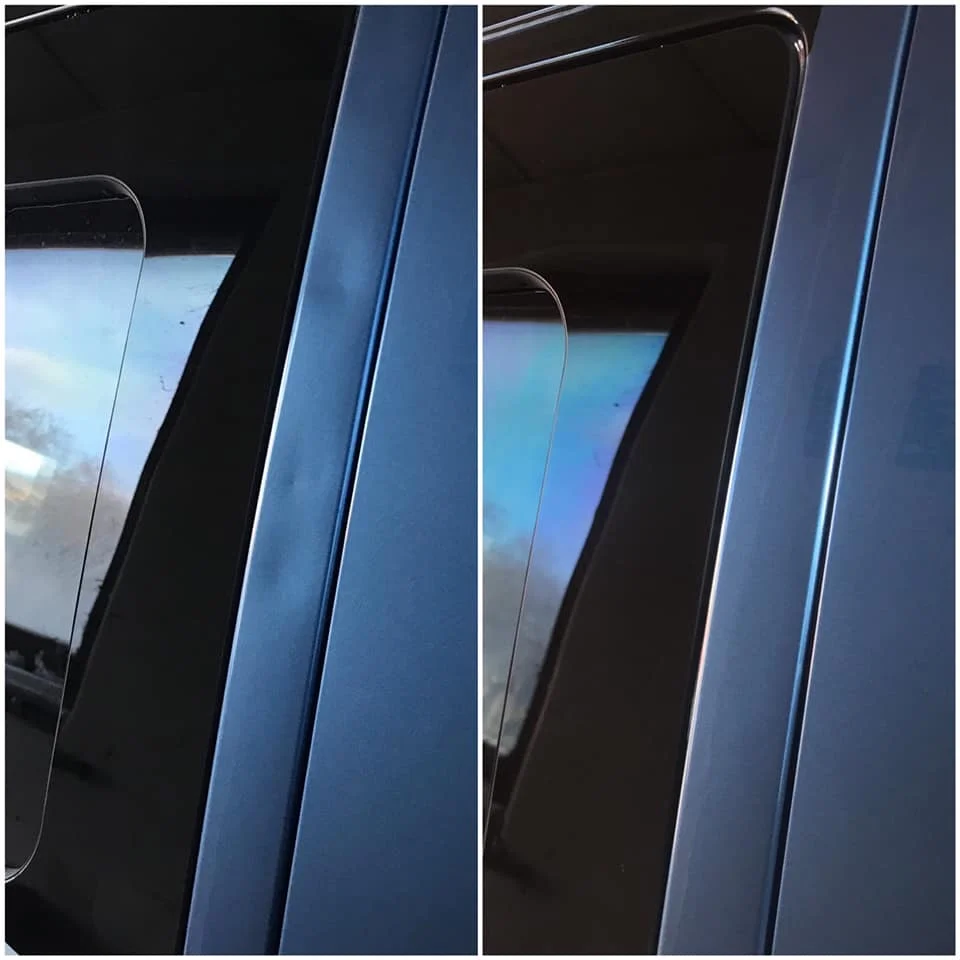 Dent remocal on van doors, harder to reach but still possible for a tidy repair