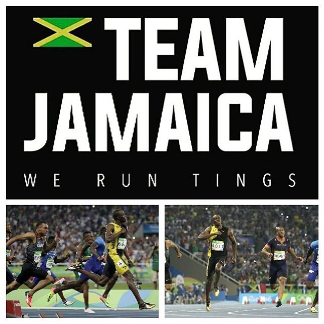 Making history. Congratulations @usainbolt on the triple double. Big Ups Team Jamaica. #jamaica #rio2016 #jamaicatrackandfield #montegobay #olymipichistory #goldmedal #proudjamaican #coldbrewcoffee
