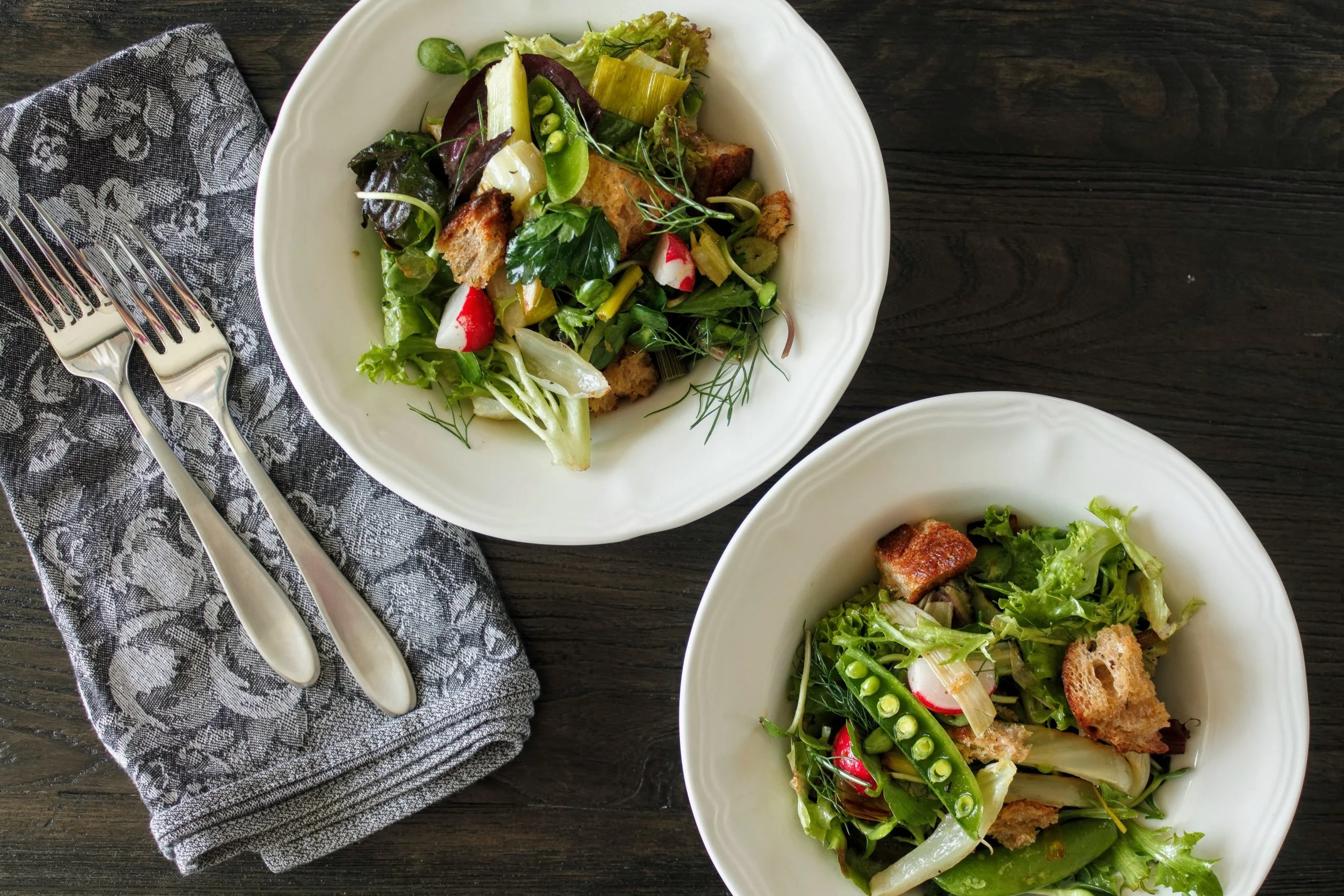 Spring Panzanella with Thyme Croutons
