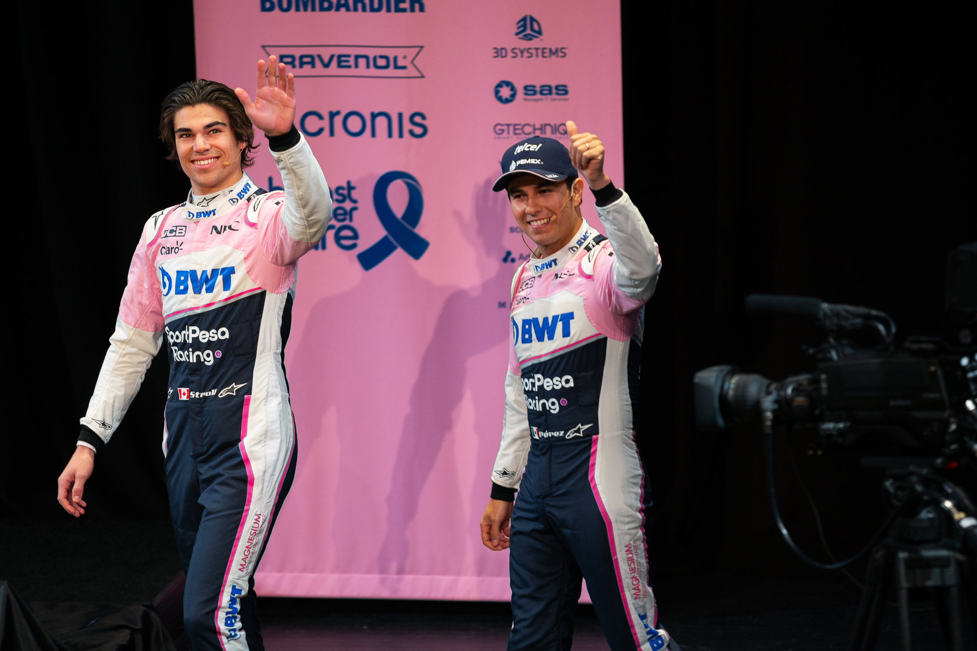  Toronto, Canada 13 Feb, 2019. SportPesa Racing Point F1 Team launch their 2019 car and livery at the John Bassett Theatre in Toronto, Canada. Credit: Gary Hebding Jr/Alamy Live News 