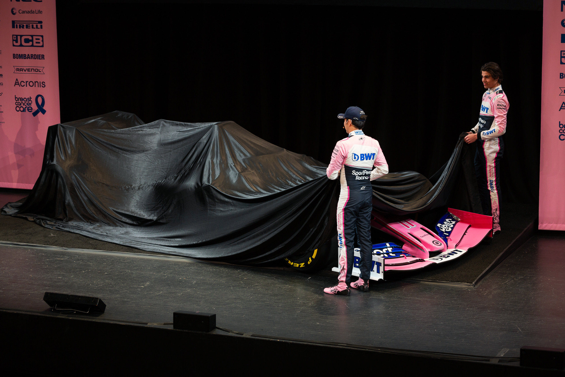  Toronto, Canada 13 Feb, 2019. SportPesa Racing Point F1 Team launch their 2019 car and livery at the John Bassett Theatre in Toronto, Canada. Credit: Gary Hebding Jr/Alamy Live News 