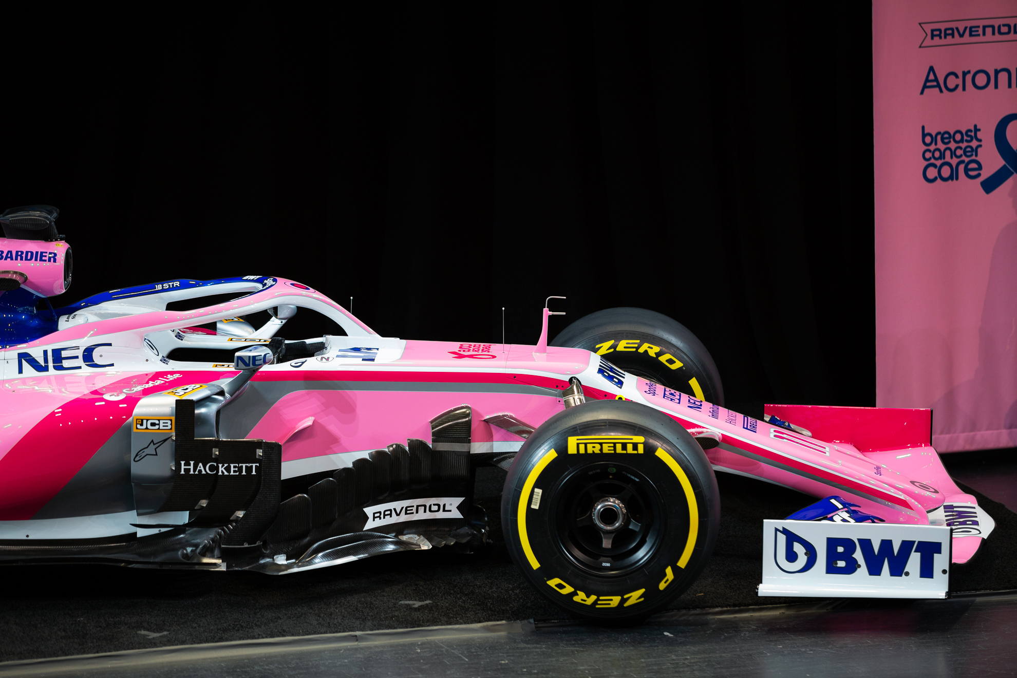  Toronto, Canada 13 Feb, 2019. SportPesa Racing Point F1 Team launch their 2019 car and livery at the John Bassett Theatre in Toronto, Canada. Credit: Gary Hebding Jr/Alamy Live News 