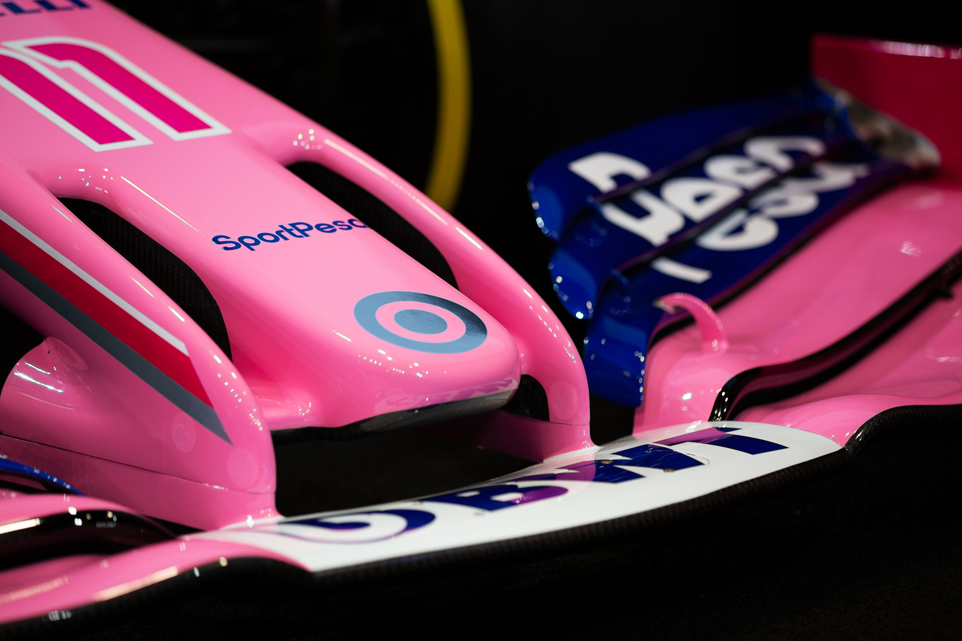  Toronto, Canada 13 Feb, 2019. SportPesa Racing Point F1 Team launch their 2019 car and livery at the John Bassett Theatre in Toronto, Canada. Credit: Gary Hebding Jr/Alamy Live News 