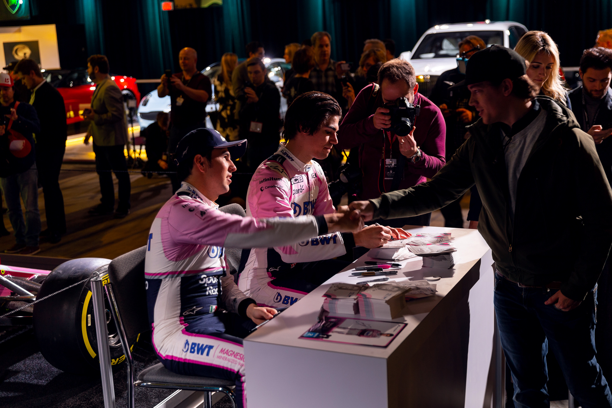  Toronto, Canada 13 Feb, 2019. SportPesa Racing Point F1 Team launch their 2019 car and livery at the John Bassett Theatre in Toronto, Canada. Credit: Gary Hebding Jr/Alamy Live News 