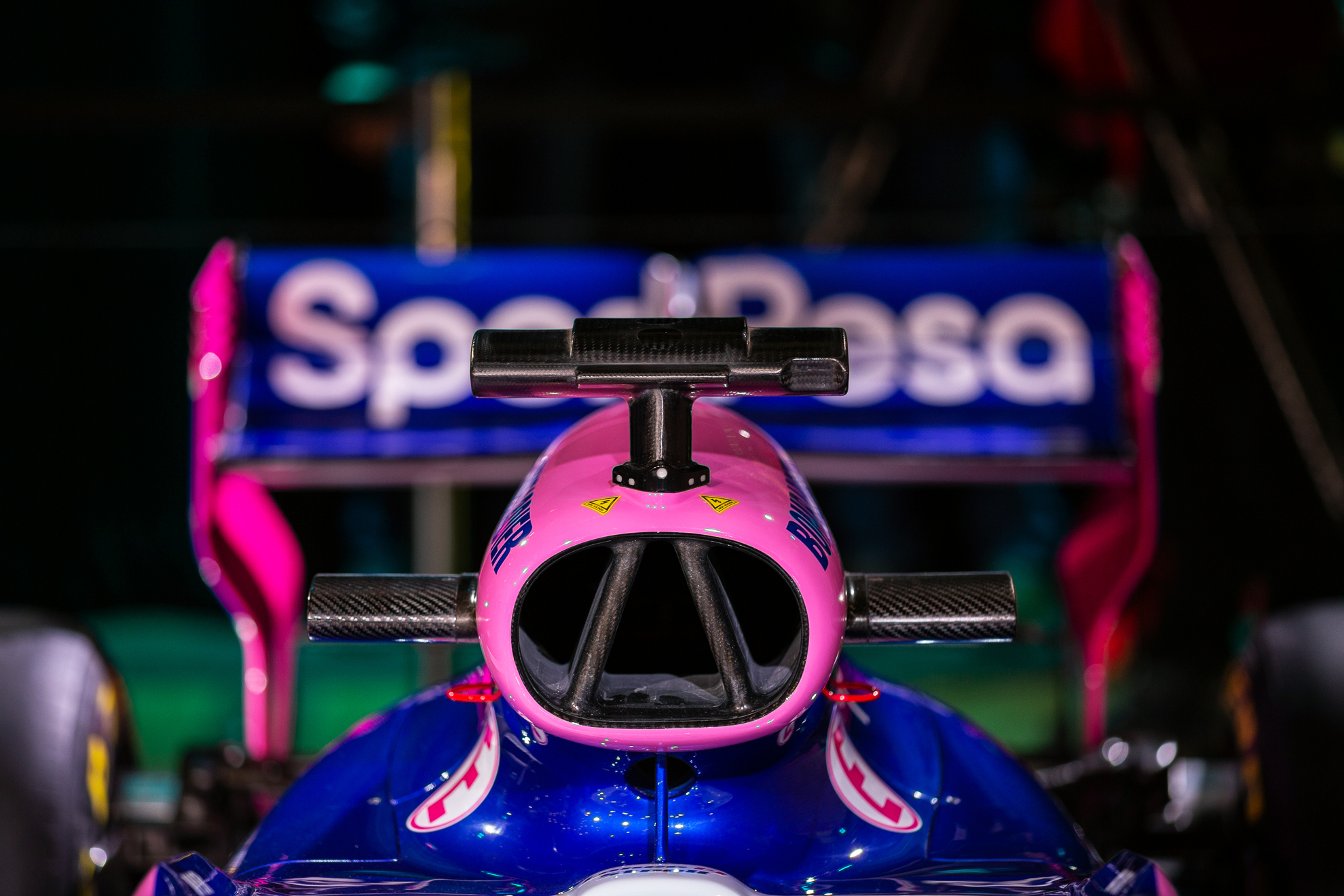  Toronto, Canada 13 Feb, 2019. SportPesa Racing Point F1 Team launch their 2019 car and livery at the John Bassett Theatre in Toronto, Canada. Credit: Gary Hebding Jr/Alamy Live News 