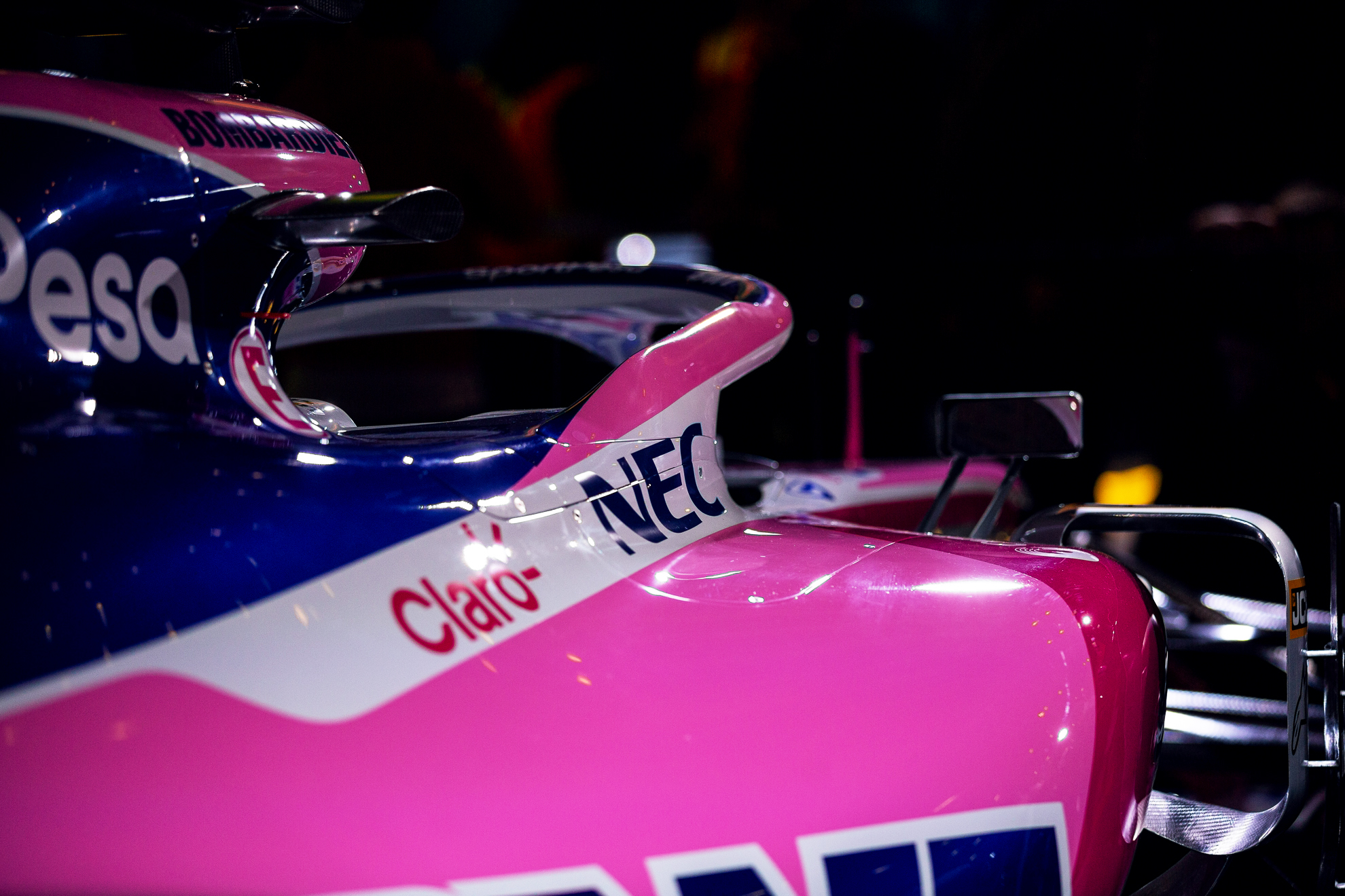  Toronto, Canada 13 Feb, 2019. SportPesa Racing Point F1 Team launch their 2019 car and livery at the John Bassett Theatre in Toronto, Canada. Credit: Gary Hebding Jr/Alamy Live News 