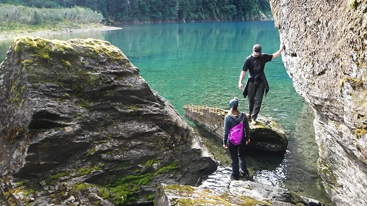 Hiking to a lake in the middle of the Tongass Rainforest (Alaska) that is only accessible on foot, by way of natural bear trails.