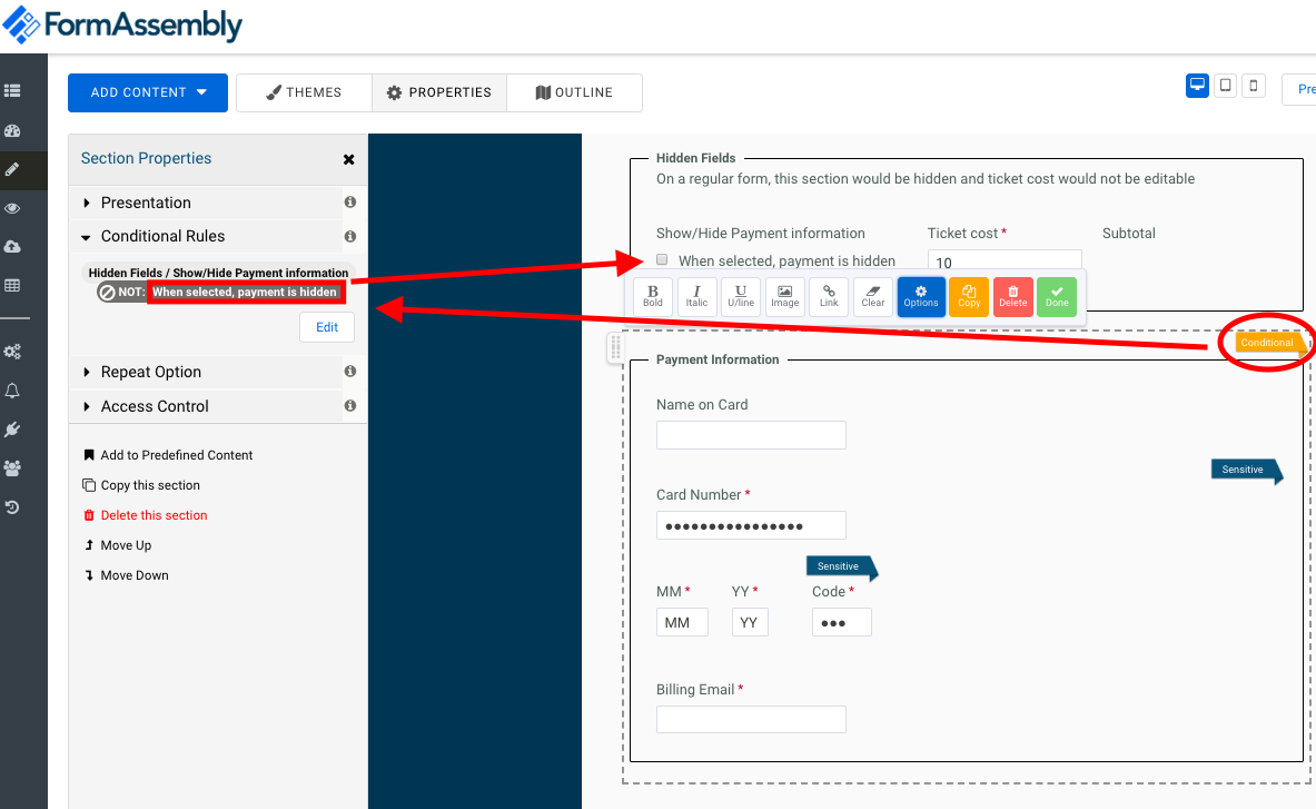 Setting up your conditional rules