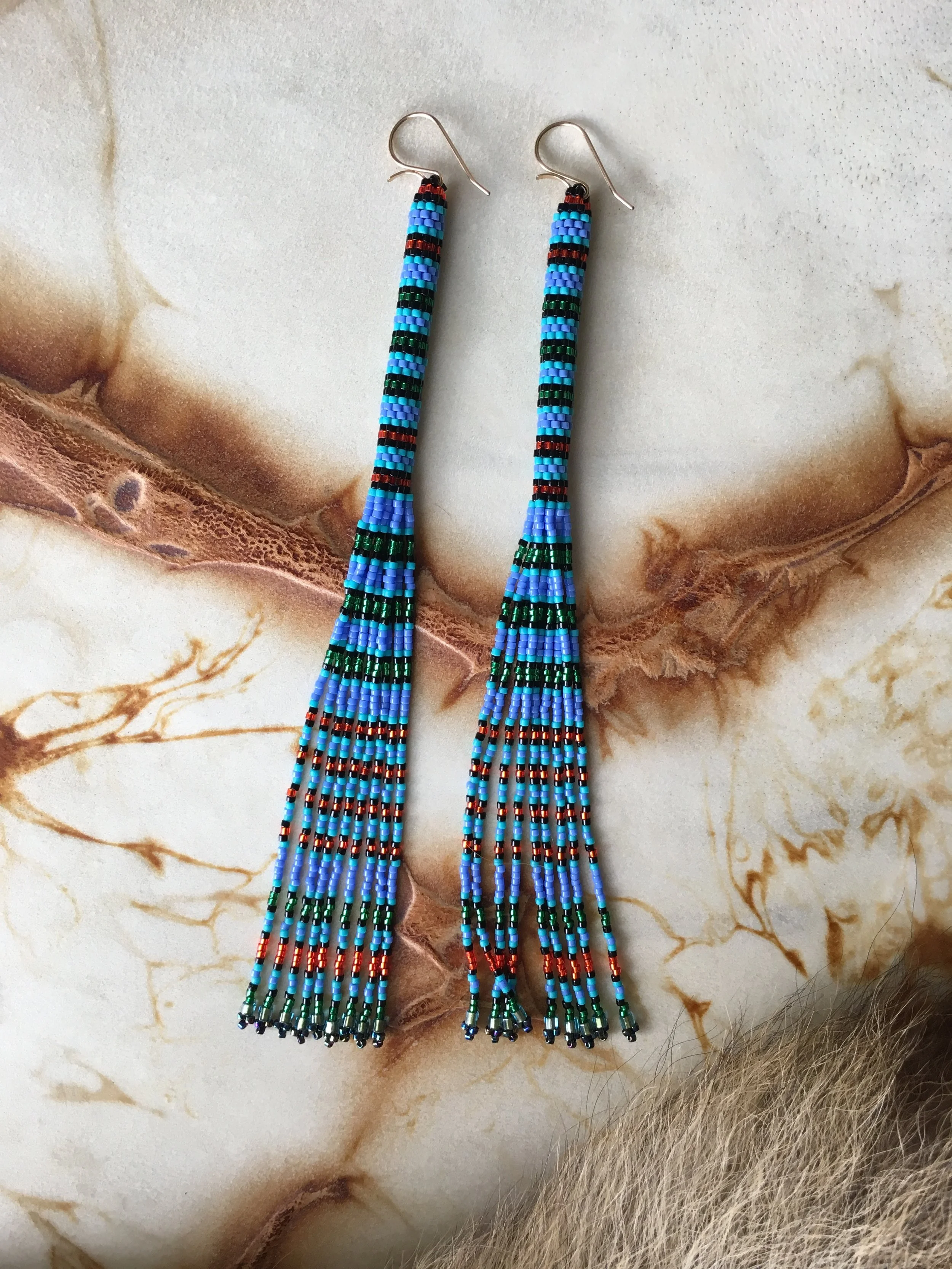 Blue Dangle Tube Earrings