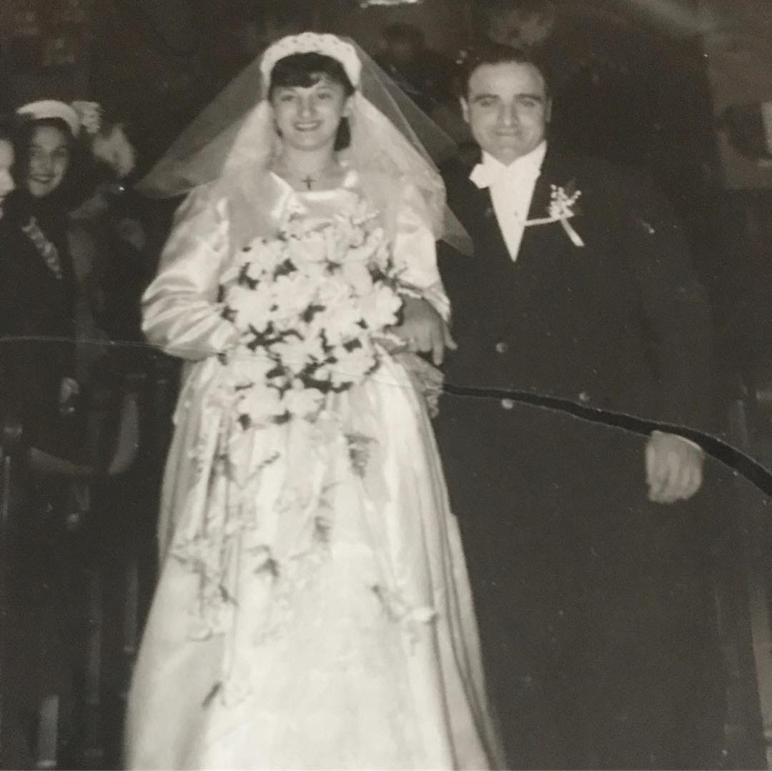 grandmother and grandfather wedding day portrait