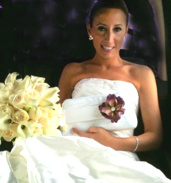 bride with flowers and purse