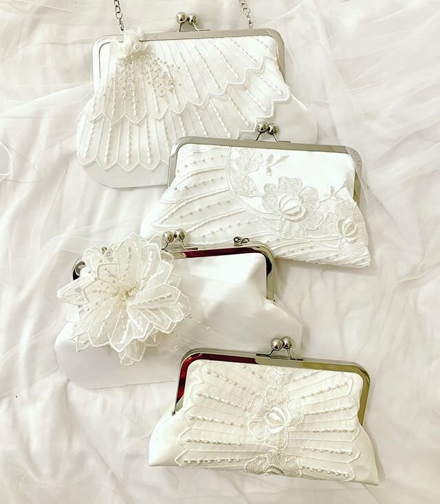 One of my sweet Mother of the Brides had these clutches made for her 2 daughters, granddaughter, and future granddaughter (who now is on the way!) All four were made from her wedding dress and veil! .
.
.
#motherofthebride #motherofthebridedress #wed