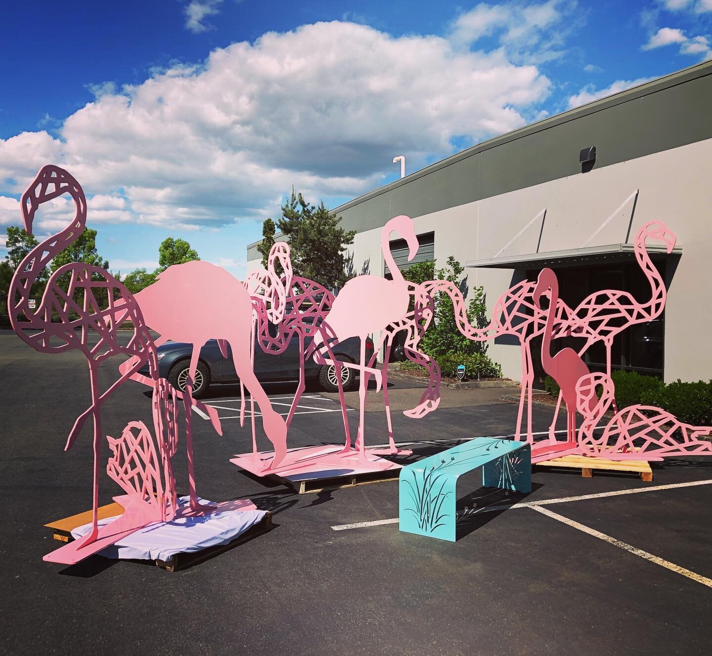 The flock has landed!

#customsculpture #metalsculpture #architecture #architecturaldesign #archetecturalmetalwork #fabrication #landscapedesign #flamingo #benchdesign