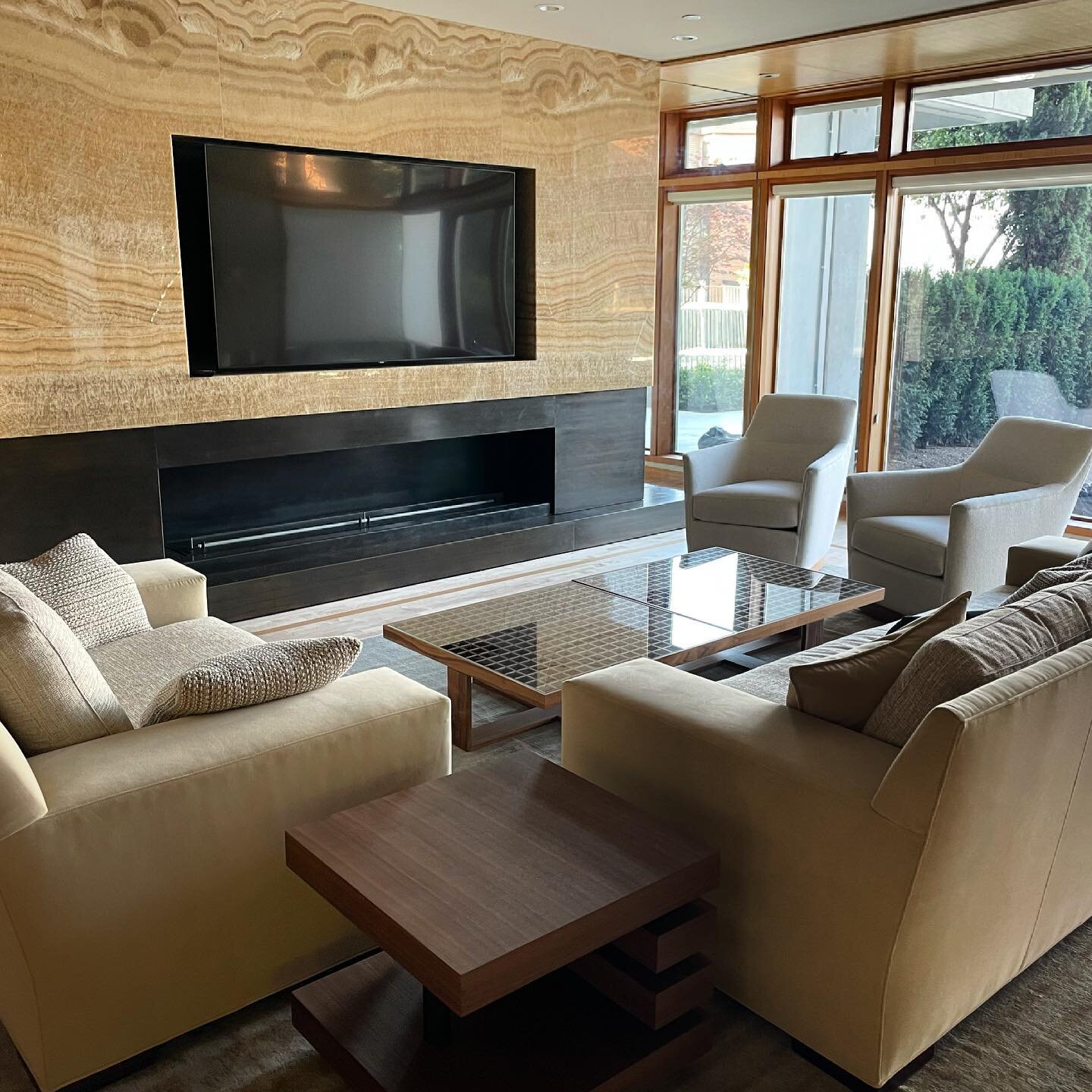 Custom steel &amp; brass fireplace for a Kirkland residence.