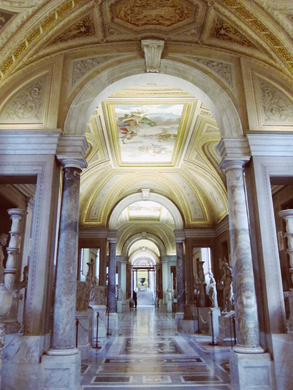 Gallery of the Candelabra: The ceiling is painted to make it look 3-dimensional.
