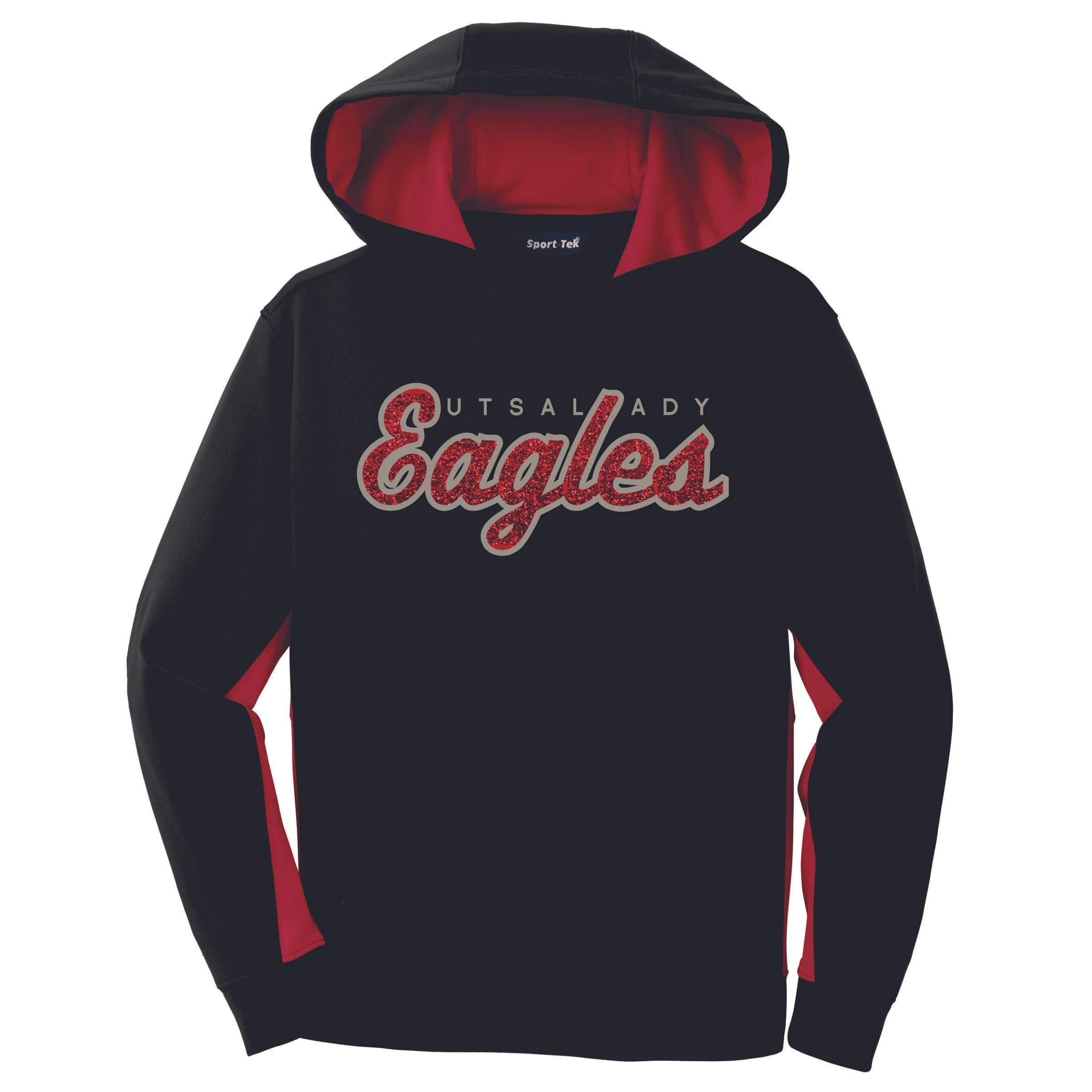 YST235 Sport Tek Youth Hoody Black Red Utsalady Glitterflake.jpg