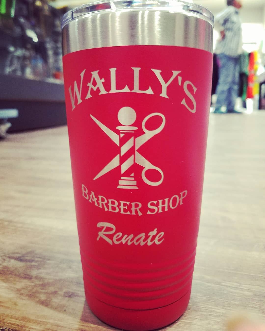 Wally's Barber Shop Laser Engraved Tumbler.jpg