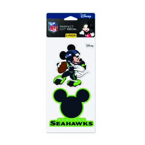Seattle Seahawks / Disney Mickey Mouse Perfect Cut Decal, Set of Two 4x4in  — Hats Off
