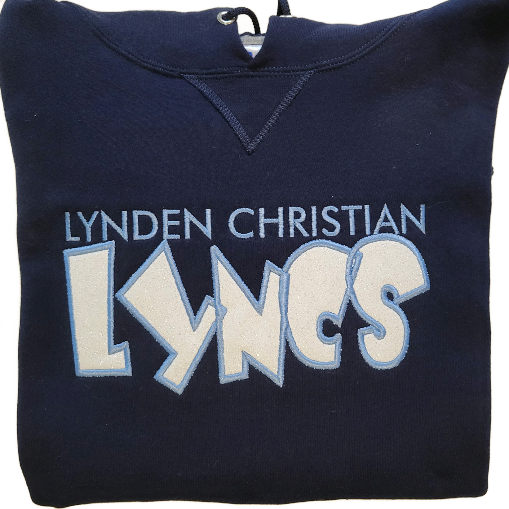 Embroidered glitter twill lyncs design navy (1).png