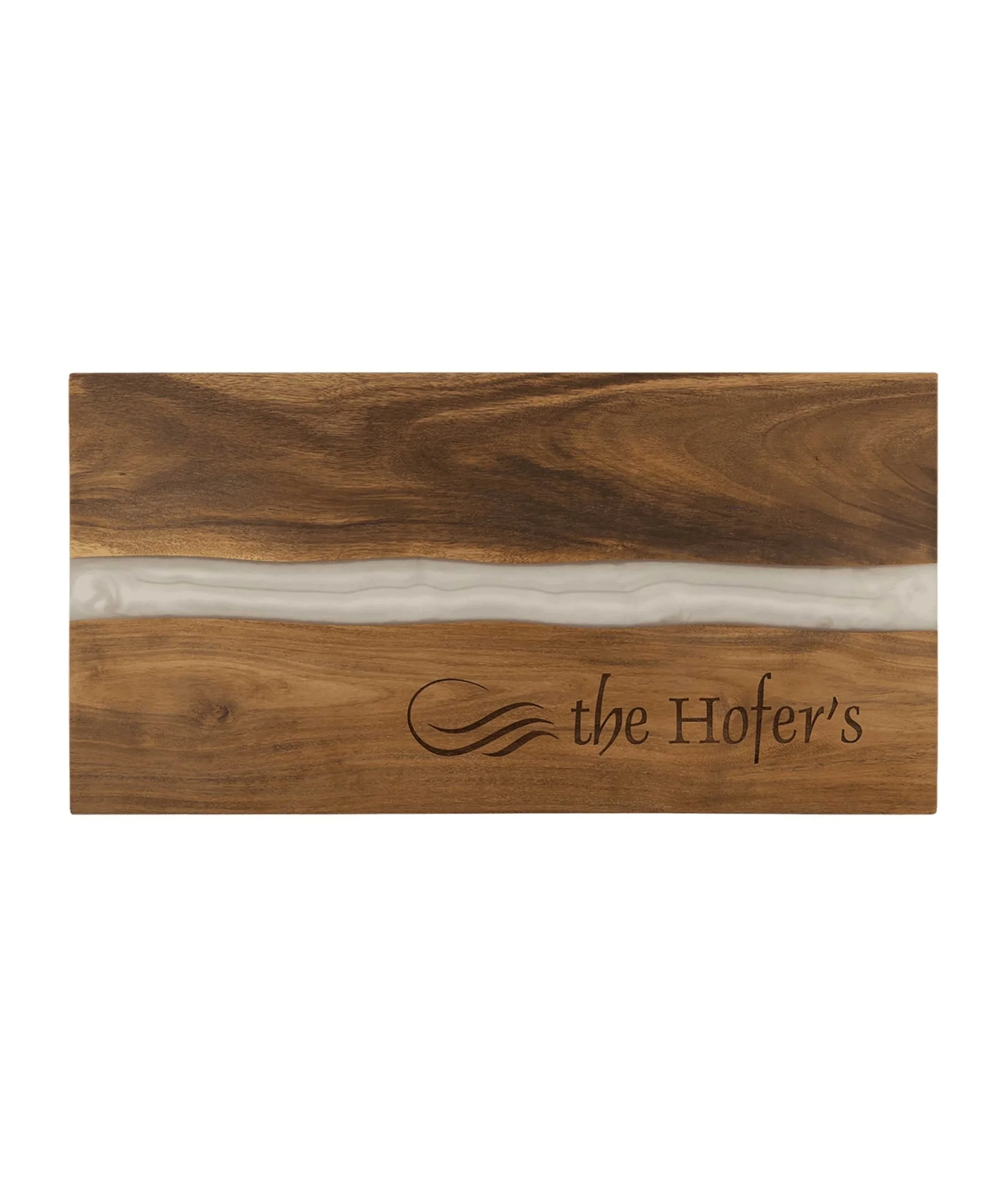 18" x 9" Acacia with White Pearl Resin Serving Board GFT475