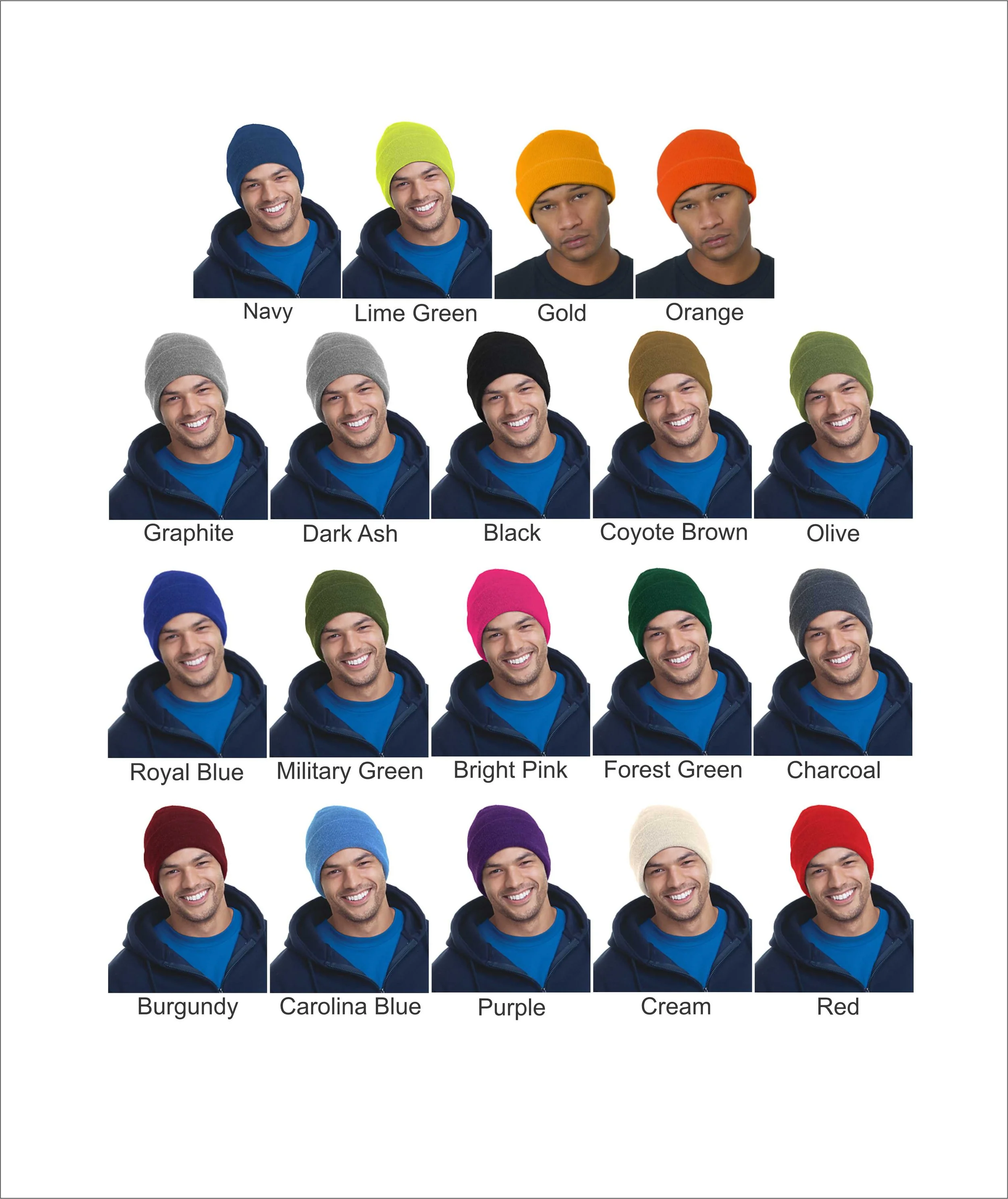 BAYSIDE 3825 MADE IN USA 12″ KNIT CUFF BEANIE BA3825