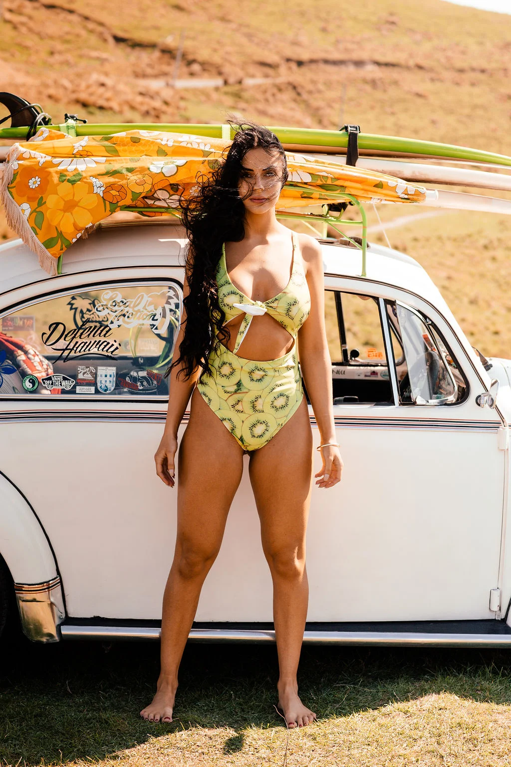 High Waist Tie-Top One piece - Kiwi