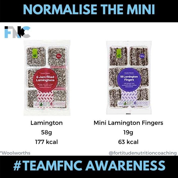 NORMALISE THE MINI⁠
⁠
FN&rsquo;Simple⁠
Portion sizes have grown significantly. ⁠
⁠
Our new normal sizes are large.⁠
⁠
Our old normal are labelled mini, small and junior. ⁠
⁠
When buying food or indulgences, consider trying to normalise the mini. ⁠
⁠
