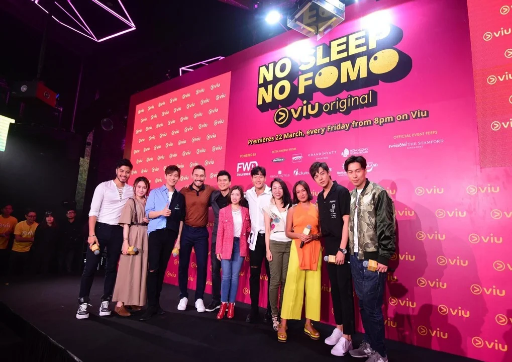 Ms. Janice Lee, Managing Director, PCCW Media Group (center), Helen Sou, Senior Vice President, Digital Media, PCCW Media Group (4th from right) together with the celebrities and social media influencers announce the launch of No Sleep No FOMO