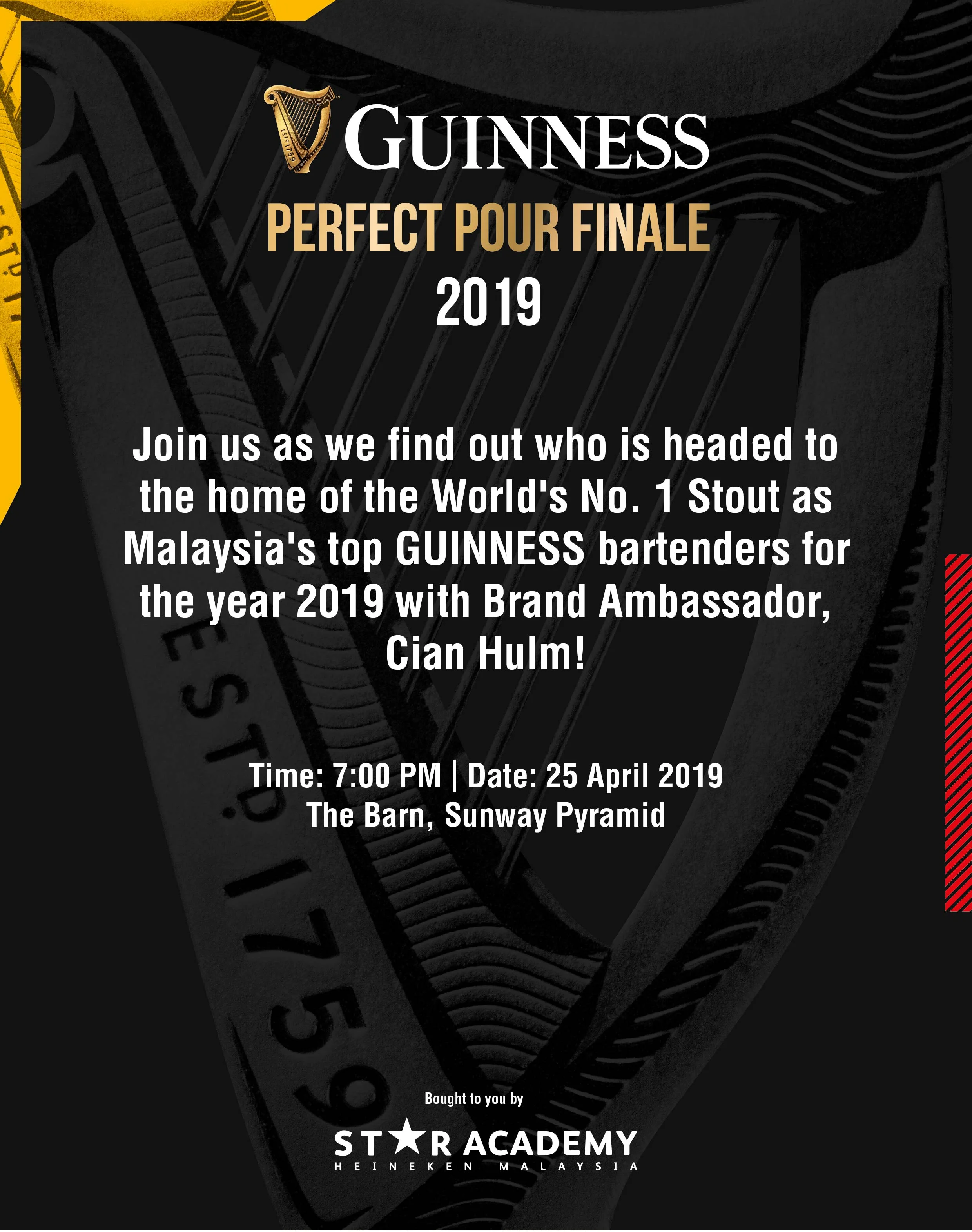 Media Invitation: Keen to find out what goes into a perfect pour of a pint of GUINNESS? Join us on Thursday, 25th April 2019 