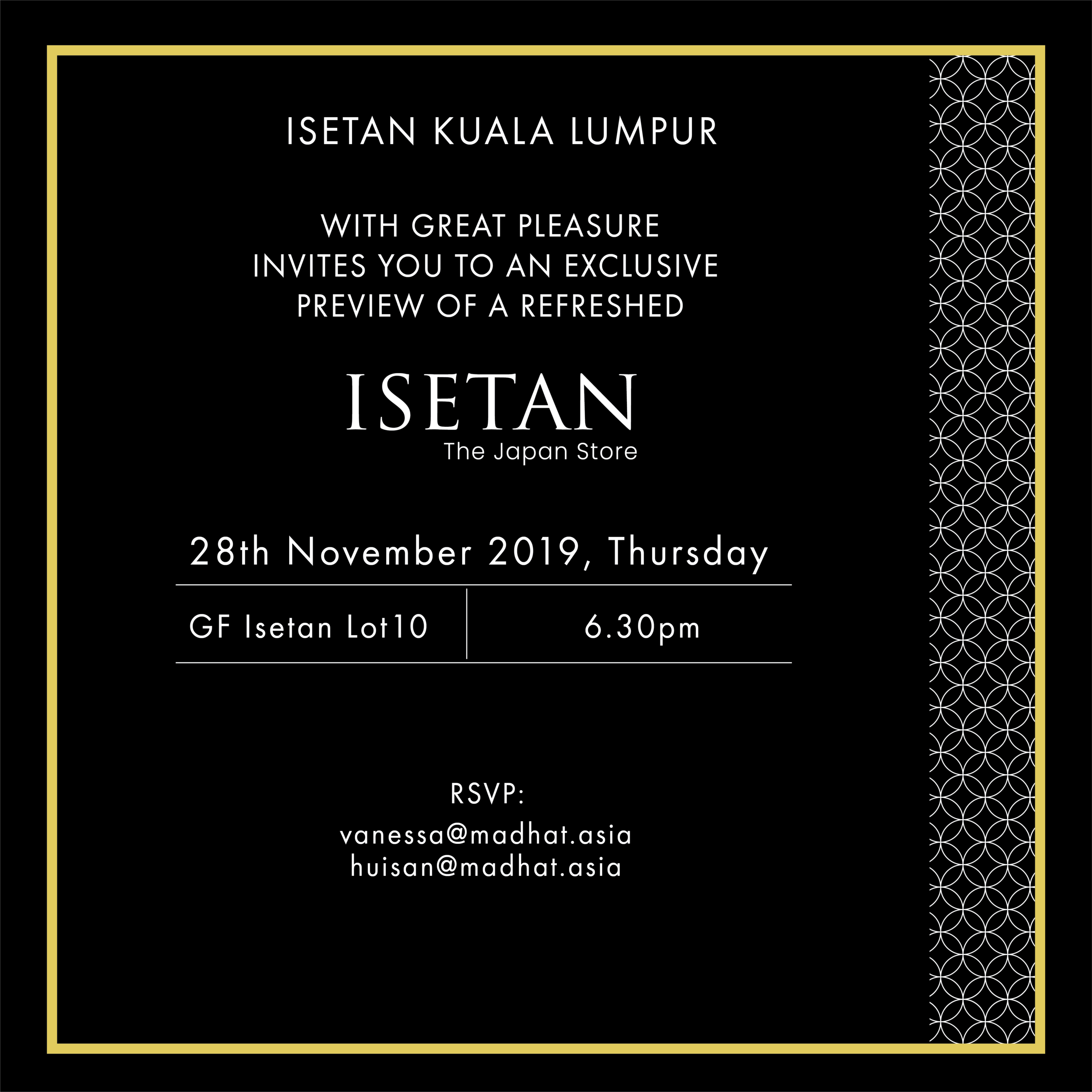 [MEDIA INVITE] Exclusive Preview of a Refreshed ISETAN The Japan Store - Thursday, 28 November