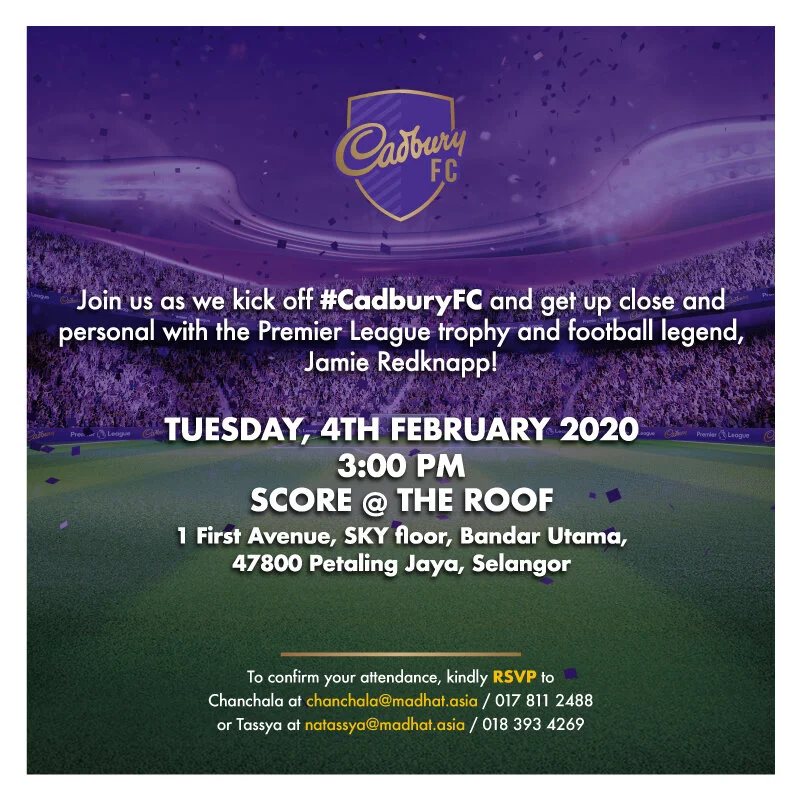  [MEDIA INVITATION] Premier League Trophy and EPL Legend, Jamie Redknapp to Make Exclusive Malaysian Appearance to Kick Start Cadbury FC 2020 Campaign 