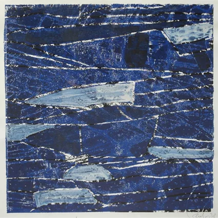 „Wasser 2 Stechlin“, Jahr, Holzschnitt, 33 x 70 cm