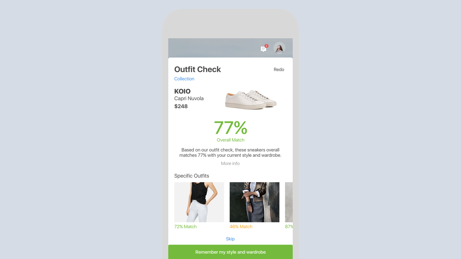 Using advance computer vision technology, Outfit Check allows Tiffany to see if the pair of sneakers will go well with her current style and wardrobe. The feature initially ask Tiffany to send Bing a few photos of her favorite outfits then ask her some questions about her style.
