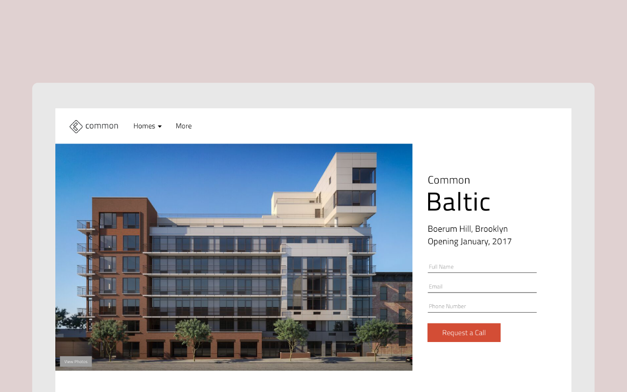 The new above the fold design features a form to capture interested visitors' infomration