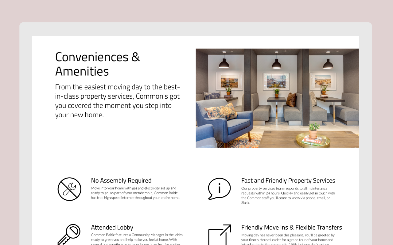 A new section was added to showcase the features of each home