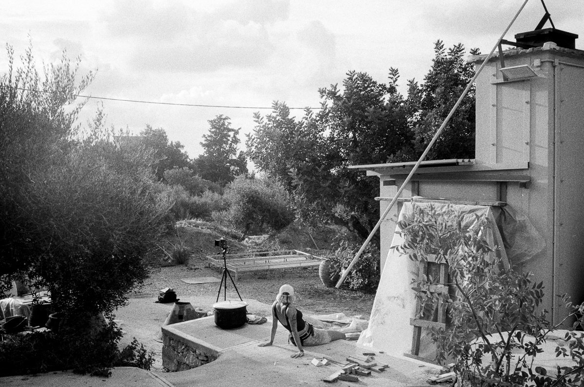 girl resting by a pottery kiln, Margarites, Rethymno