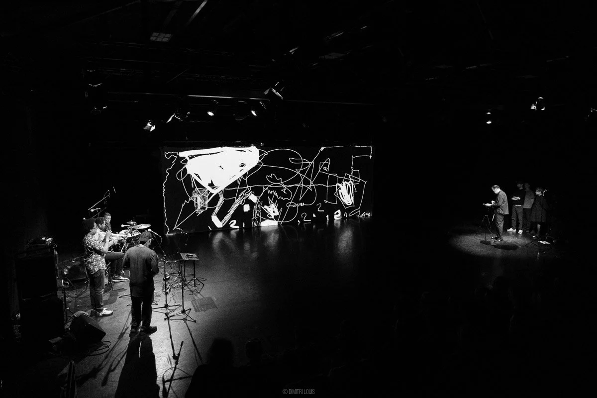 Where music draws in the dark.
Steve Coleman &amp; The Beautiful Formula Collective

#SteveColeman #BeautifulFormulaCollective #FiveElements #JazzPhotography 
#LiveJazzMagic #JazzInnovation #ConcertPhotography #Dimicology 
#VisualArtPerformance #Jazz